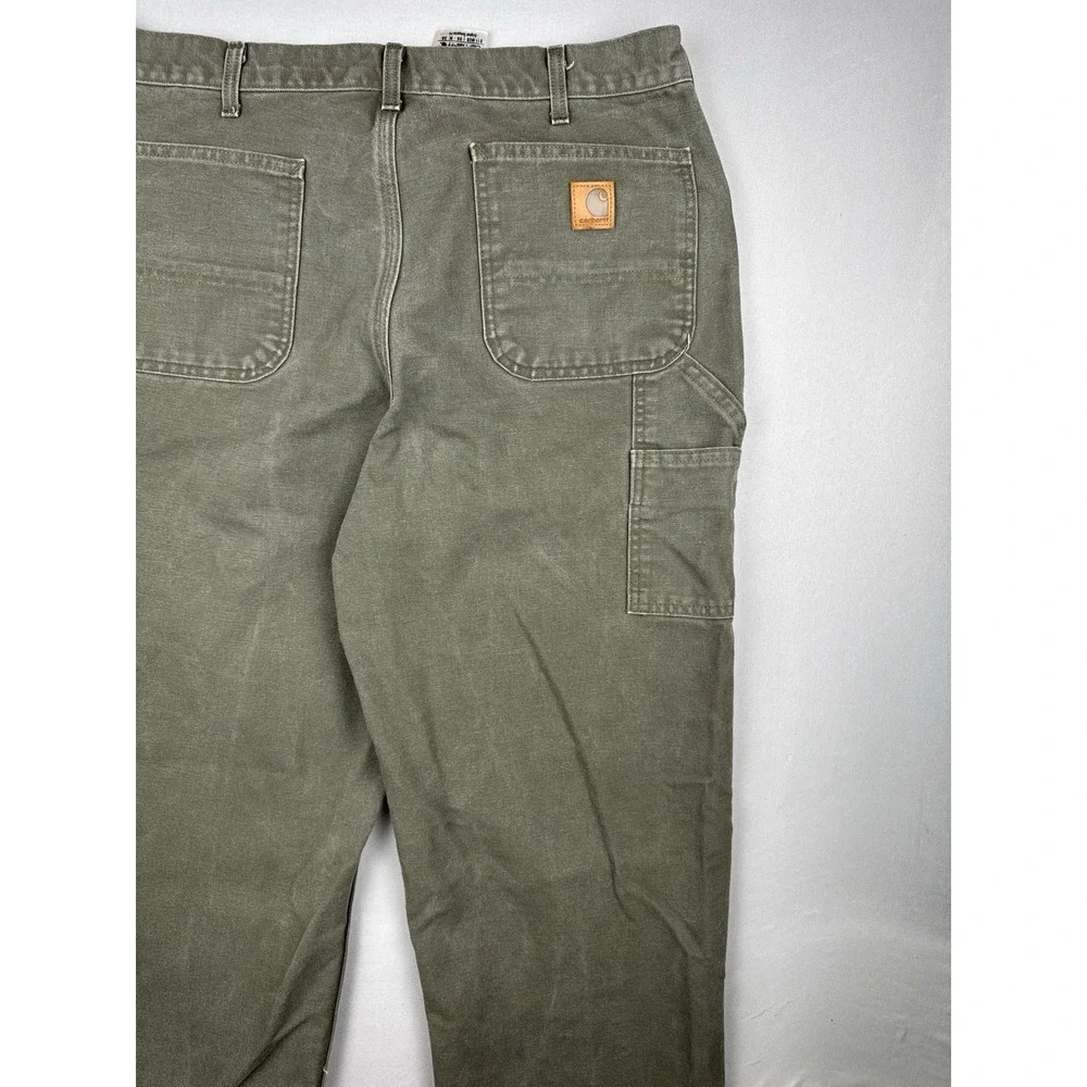 Vintage Carhartt B11 MOS Work Pants 36x36 Moss Green Carpenter Duck Canvas